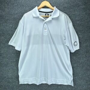 FootJoy Golf Polo Shirt Mens XL White Performance Jasper Park Lodge Striped Back